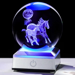 3D Kristallkugel Pferd Figur mit LED Lichtsockel - Pferd Geschenke für Frauen Gi... - Bild 1 von 5