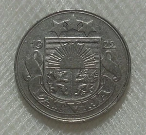 1922 LATVIA 50 SANTIMU COIN XF - Picture 1 of 2