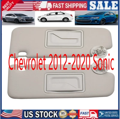 Pair Set Left+Right Gray Sun Visor With Mirror For Chevrolet 2012-2020 Sonic *** - Image 1 of 4