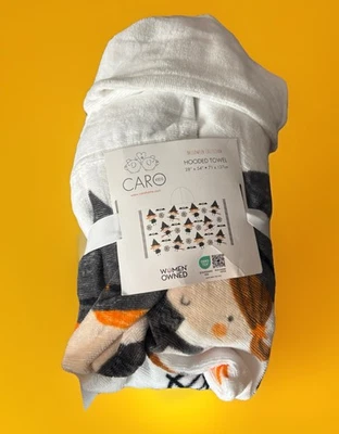 NEW Caro Home Kids Halloween Bath Beach Hooded Towel Witches Bats & Webs Cotton - Image 1 of 2