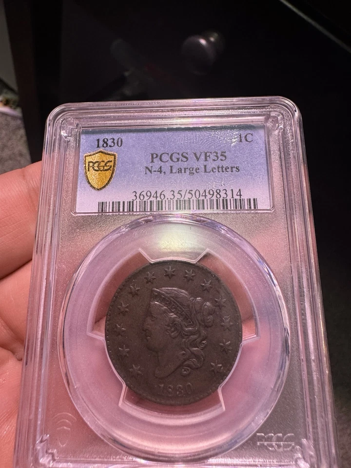 Coronet Head Cent, 1830 Large Letters Vf35 - Image 1 of 4