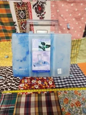 复古 Y2K Caboodles 5607 行李箱化妆旅行箱提篮全新带标签蓝色大理石  — 第 1/4 张图片