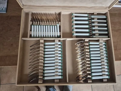 48-teiliges Besteck Silber/Porzellan von Coquet Porcelaine de Limoges - Bild 1 von 4