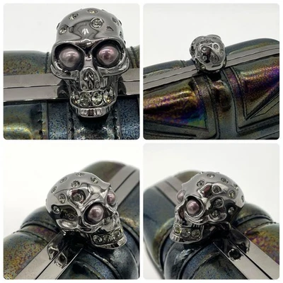 Bolso de Mano ALEXANDER McQUEEN Calavera Nudillo Bandera Británica Metálico Estilo Cibernético [DD Foto 1 de 4