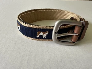 Janie and Jack Belt St. Bernard Navy Ribbon Belt Canvas/Leather 6-8 Preppy - Picture 1 of 6