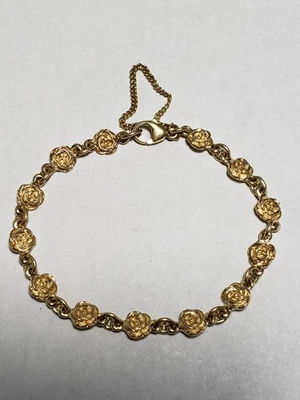 Brazalete James Avery Oro Amarillo 14 quilates Rosa Retirado 7" Largo Foto 1 de 4