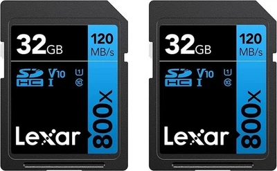 Lexar 32GB High-Performance 800x UHS-I SDHC Memory Card (2-Pack) - Image 1 of 4