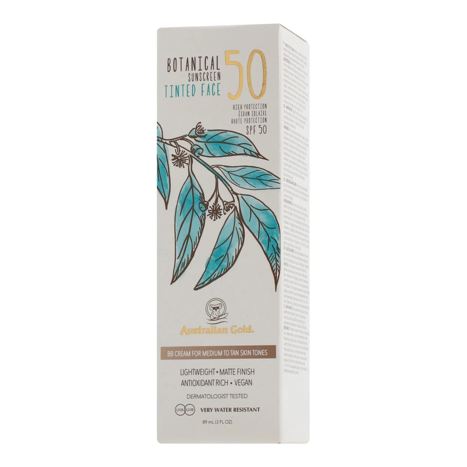 Australian Gold Botanical Sunscreen Tinted Face - SPF 50 Medium to Tan 89ml
