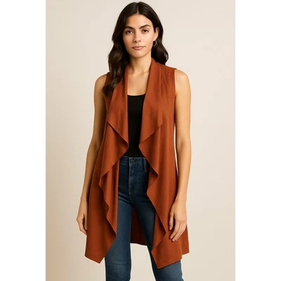 Colete drapeado cachoeira cobre Paparazzi pequeno sem mangas frente aberta novo com etiquetas - Imagem 1 de 4