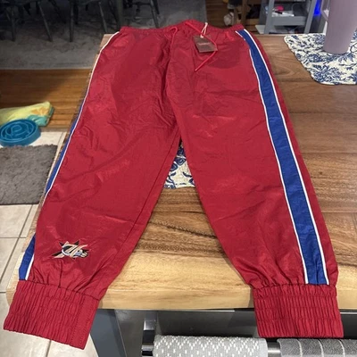 Womens NBA Mitchell & Ness Philadelphia 76ers Team Joggers TRACK PANTS L RED NW - Image 1 of 4