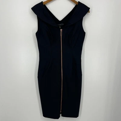 Vestido Ted Baker para mujer talla 4 negro cremallera completa hasta la rodilla cóctel Londres Foto 1 de 4