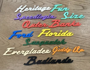 Custom Emblem Badge, Bronco Style Script Font - Picture 1 of 28