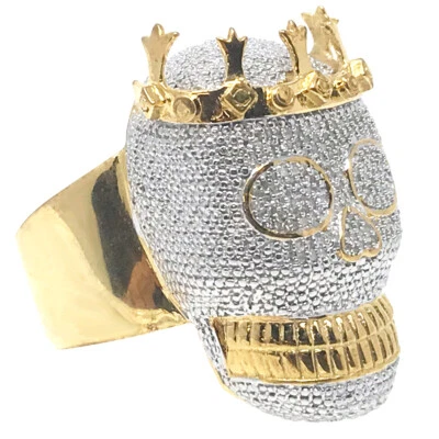 Nuevo anillo meñique cabeza cara calavera diamante genuino especial Holloween acabado de Dios para hombre Foto 1 de 4