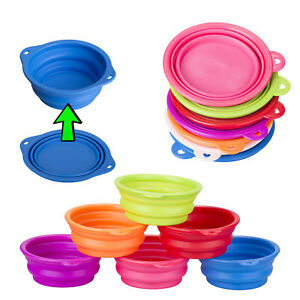 1 2 3pc Collapsible Pet Dog Cat Feeding Bowl Pop Up Travel Silicone Dish Feeder