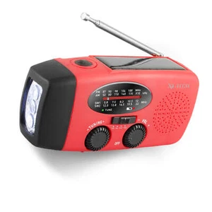 X4-Tech-FM/AM Solar-Kurbelradio mit 1W Taschenlampe und Notfallalarm, IPX3 - Bild 1 von 6