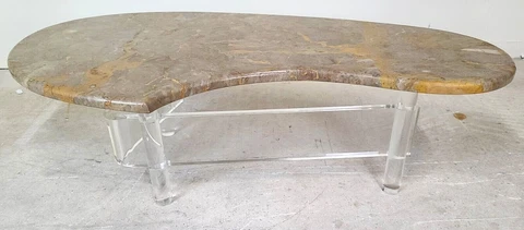 Vtg MCM Boomerang Italian Marble & Lucite Coffee Cocktail Table Cover