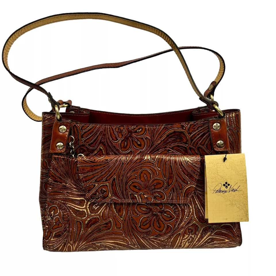 Patricia Nash Leather Tote Bag Romina W Wallet Tan/gold 2 PC Tobacco Fields