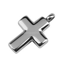 Stainless Steel Plain Cross Cremation Urn Pendant Memorial Keepsake Openable