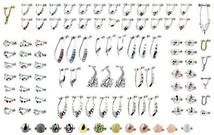 Sterling silver + steel ear cuffs/shields for helix/cartilage piercings 16ga UK - Picture 1 of 142
