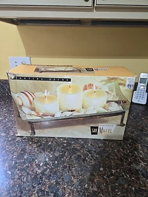 Lighting Decor CenterpieceCandles And Shells With Glass/Metal Tray Sand Included - Image 1 of 4