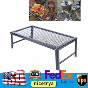 Campfire Grill Fire Pit Cooking Grate Bbq Rack Griddle Plate Folding w/ Legs NEW - Picture 1 of 16