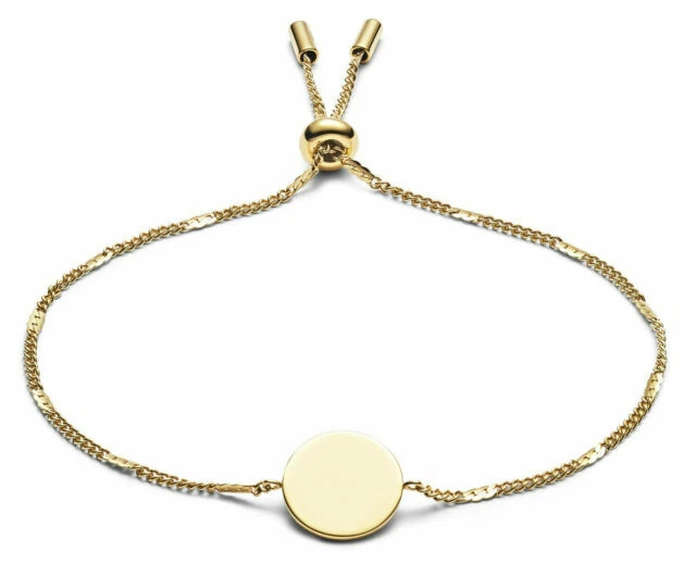 Fossil Engravable Disc Women's Bracelet - Gold Tone, Stainless Steel