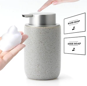 Gray Foaming Soap Dispenser Ceramic Foam Dispenser with Silver Plastic Soap Pump - Picture 1 of 12