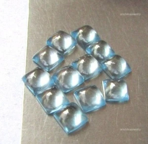 Natural Square Sky Blue Topaz Astrology Cabochon Gemstone Bracelet Making 5X5MM - Picture 1 of 8