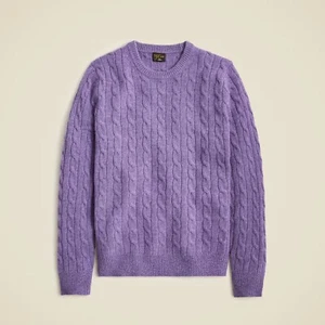 J.Crew 100% Cashmere Cable-Knit Sweater Heather Wisteria Purple XL - NWT NEW - Picture 1 of 1