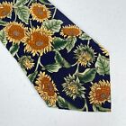 Windsor Silk Tie Artsy Sunflower Floral Spring Men's Designer Executive Blue