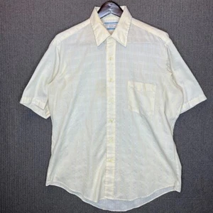 Sears Shirt Men's 17 Yellow Beige Button Up Perma Prest Casual Vintage 90s  - Picture 1 of 12