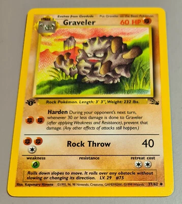 Graveler # 37/62 1.Edition Uncommon aus Fossil 2000 Pokemon EN Near Mint Vintage - Bild 1 von 3