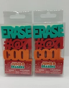 2 Stück Jumbo Radierer 3 Stück **LÖSCHEN**#@?!**COOL** Neu im Paket - Bild 1 von 4