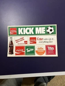 Vintage Coca Cola Kick Me Sticker Sheet Tab Orange Fanta & Sprite 1970’s Adverts - Picture 1 of 2