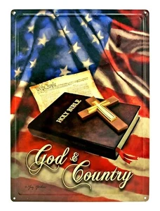 "GOD and COUNTRY" Metal Sign Size: 16.88" x 12.13" - Picture 1 of 1