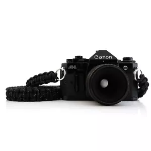 NEW BLACK WHITE PARACORD 36" CAMERA NECK STRAP DSLR MIRRORLESS CANON SONY FUJI - Picture 1 of 9
