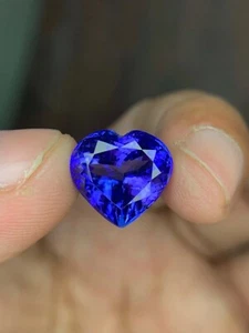 9.24 Ct Natural Rare Lustrous Blue Tanzanite Certified Heart Cut Loose Gemstone - Picture 1 of 5