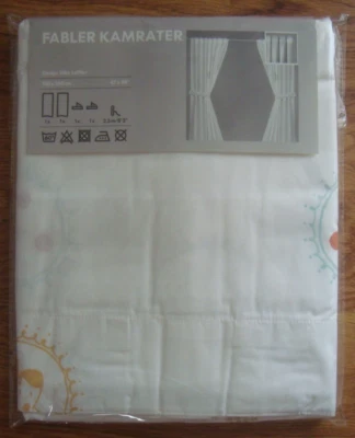 宜家 FABLER KAMRATER 窗帘 2 面板绑带 47 x 98 儿童白色棕褐色格子 — 第 1/4 张图片