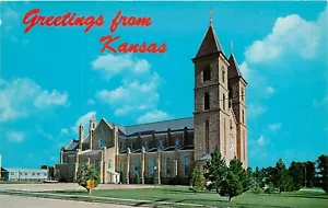 Cartolina Fidelis Chiesa Victoria Kansas KS Cattedrale delle Pianure - Foto 1 di 2
