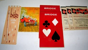 Bridge & Canasta Score Pads w/ Matching Glass Tray Lot of Vintage - Picture 1 of 5