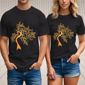 Golden Tree of Life T-Shirt Unisex Floral Nature Graphic Spiritual Boho Yoga Tee - Picture 1 of 20
