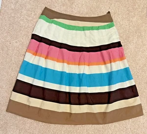 Talbots Size 10 Knee Length Pleated Skirt Multi-Color Horizontal Stripes Lined - Picture 1 of 5