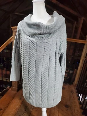 Suéter Chaus NY 2x Mujer Gris 100% Algodón Capucha Cuello Túnica Largo Slv Acogedor Núcleo Foto 1 de 4