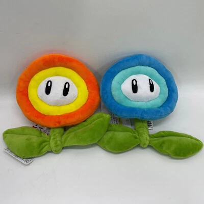 2x New Super Mario Bros. Fire Flower & Ice Flower Plush Doll Soft Toy Teddy 7" - Image 1 of 4