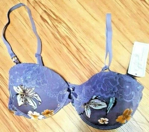 Jaclyn Smith Woman Purple Flores Printed with Laces 34C Bra - Picture 1 of 1