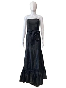 Jessica McClintock Gunne Sax Black Satin Gown Strapless Evening Size 5/6 - Picture 1 of 10
