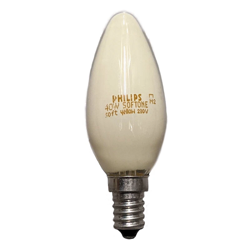 Philips 40W 230V SES E14 Softone Citron Yellow Dimmable Candle - Image 1 of 1