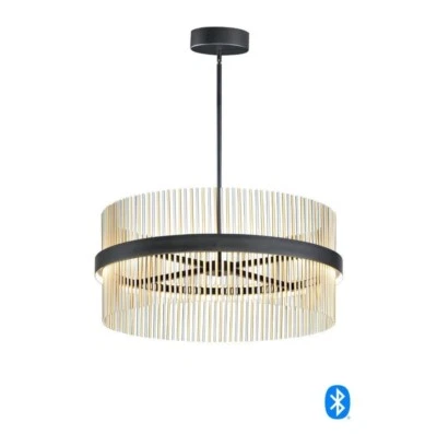 ET2 E34207 Campanas 34"W LED Lámpara de Tambor - En Negro Bluetooth Contemporáneo Nu Foto 1 de 4