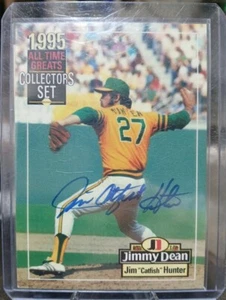 1995 JIMMY DEAN ALL-TIME GREATS ~ JIM "CATFISH" HUNTER AUTO w/COA - Picture 1 of 2