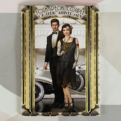 DEBBI MOORE DESIGNS Art Deco Anniversary Card - Flapper Lady 1920 - Great Gatsby Style